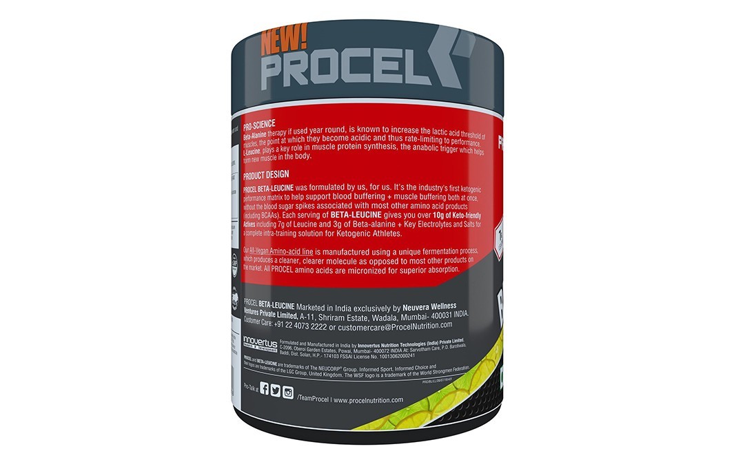 Procel Beta-Leucine Lemon-Lime Flavor   Plastic Jar  400 grams